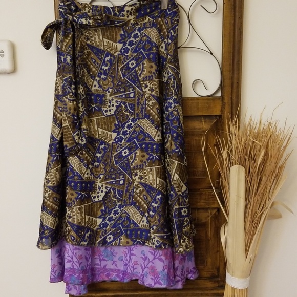 Boho Wrap Skirt, reversible - Picture 4 of 7